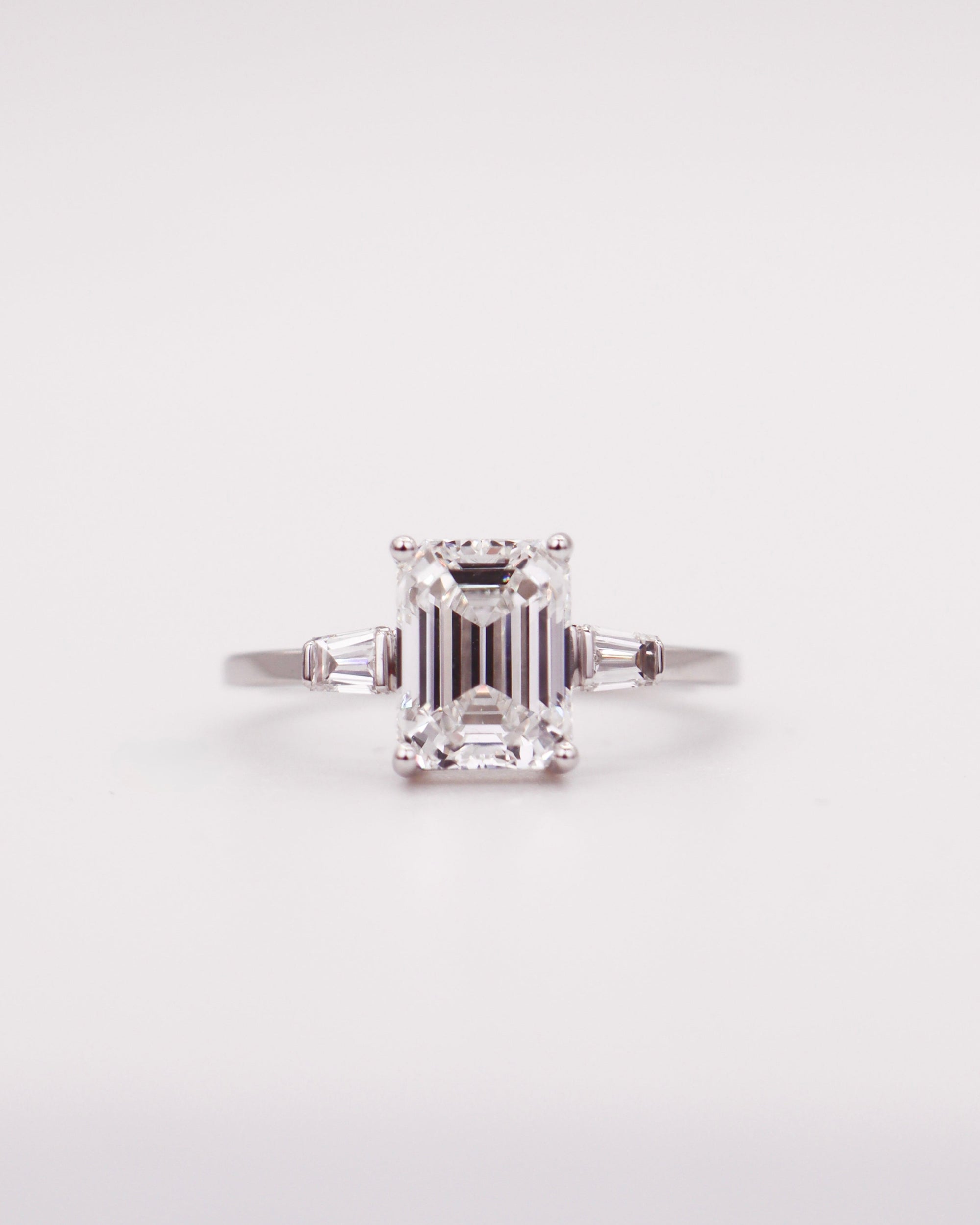 Trinity Emerald Tapered Baguette Ring