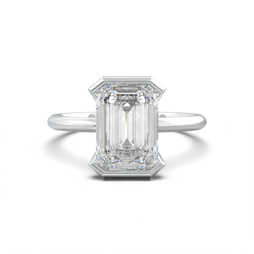 Emerald Hidden Halo Engagement Ring