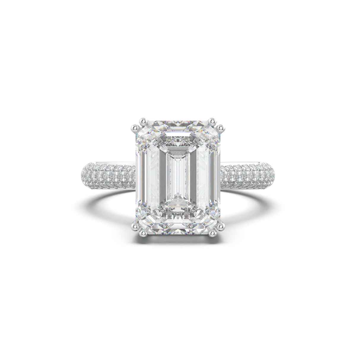 Emerald Double Pavé Engagement Ring
