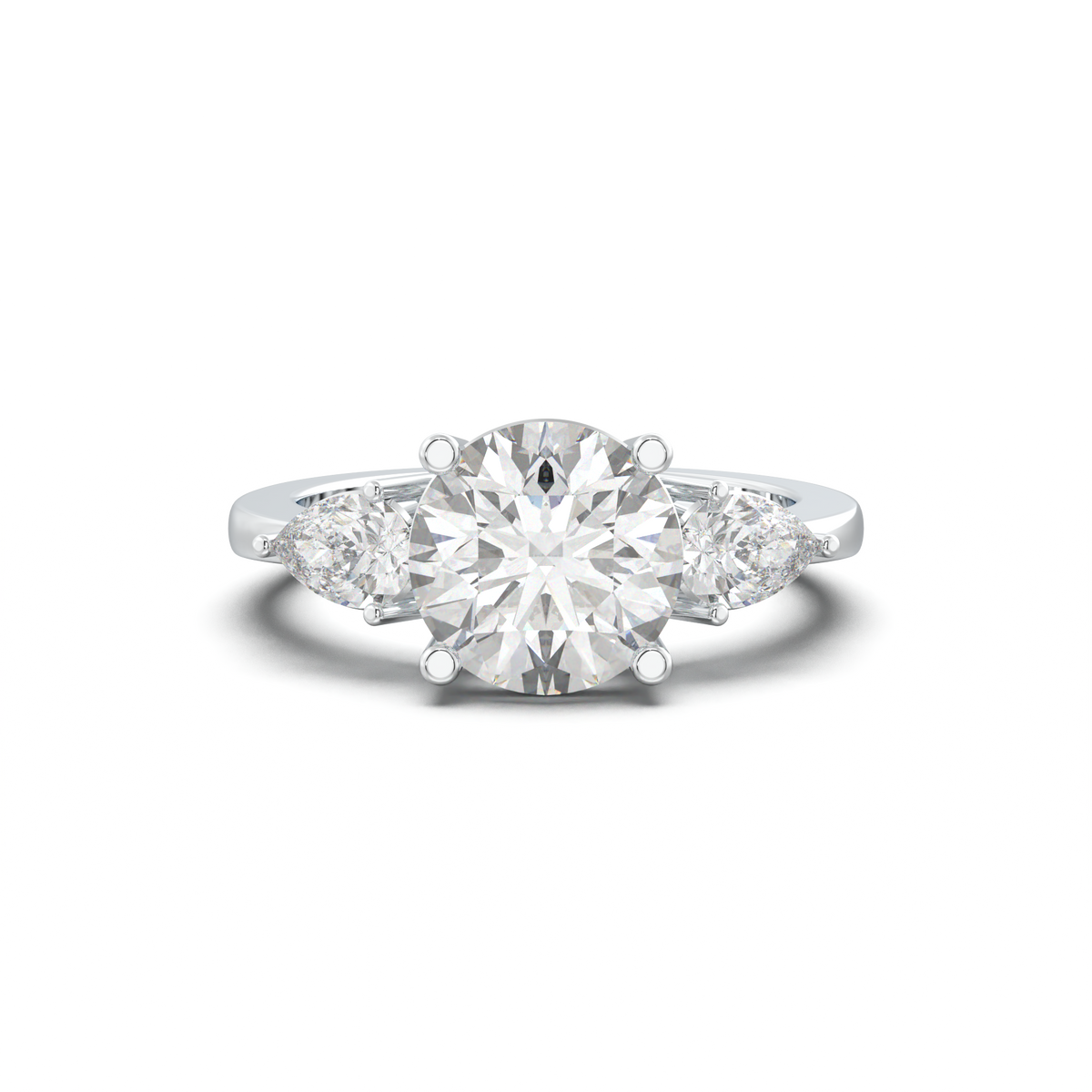 Round Pear Three-Stone Engagement Ring
