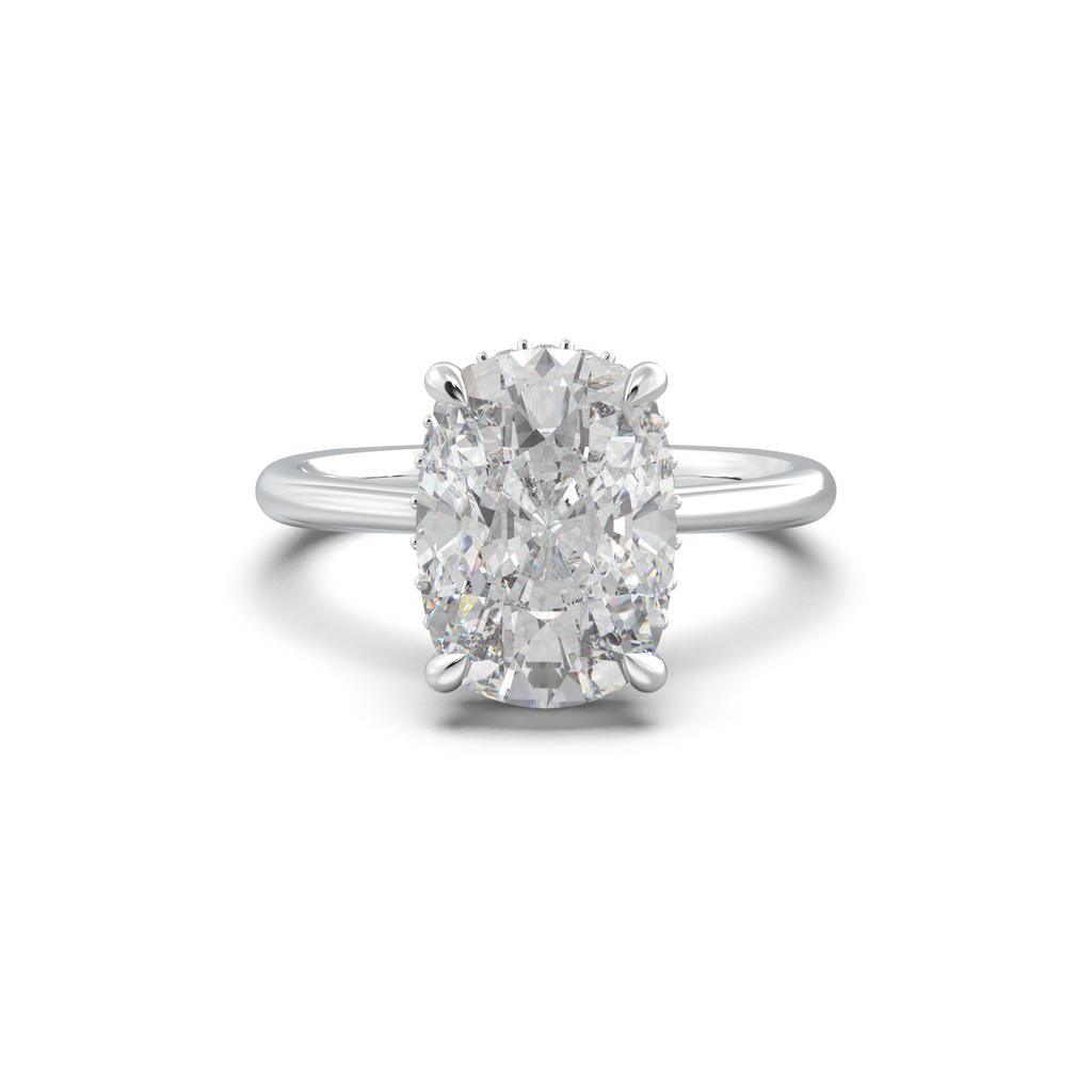 Cushion Hidden Halo Engagement Ring