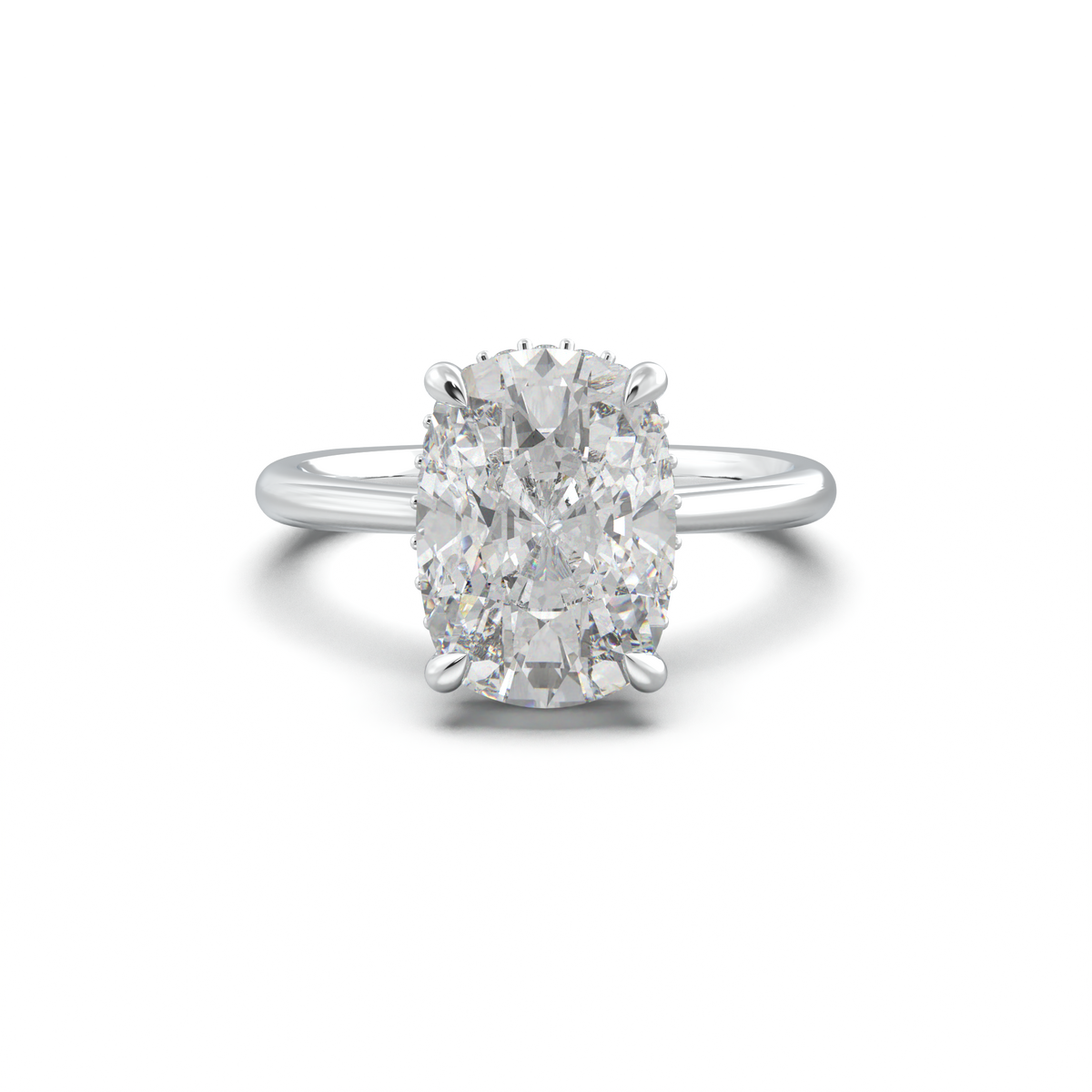 Cushion Hidden Halo Engagement Ring