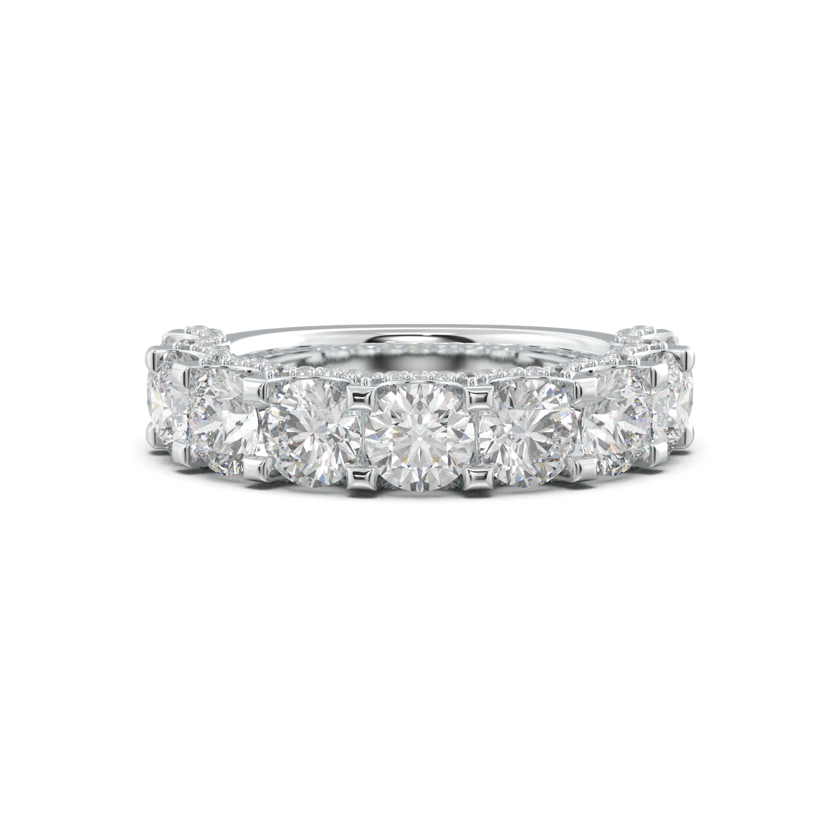 Round Diamond Pavé-Edge Wedding Band