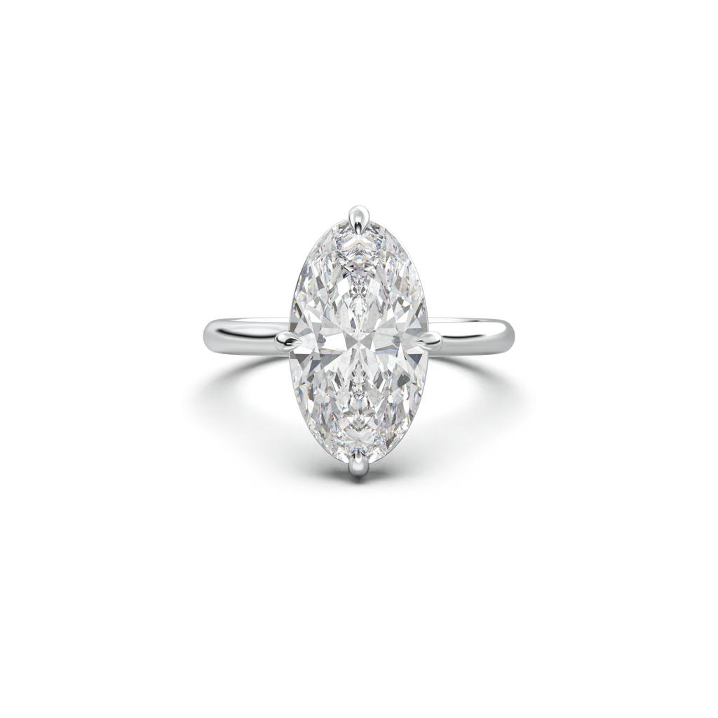 Elongated Moval Solitaire Engagement Ring
