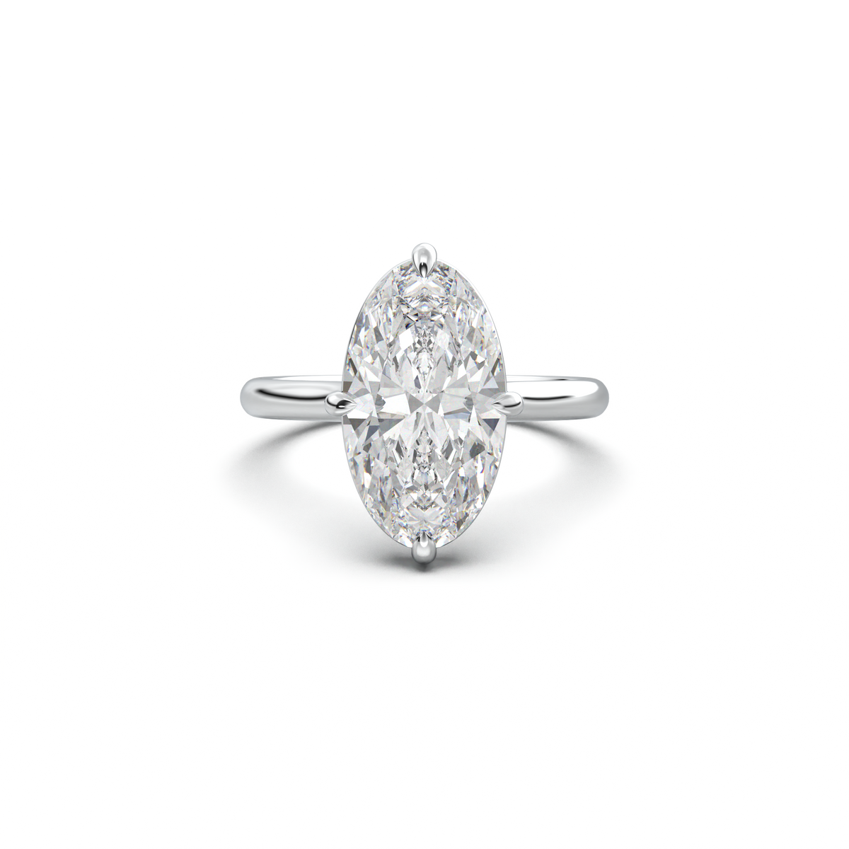 Elongated Moval Solitaire Engagement Ring