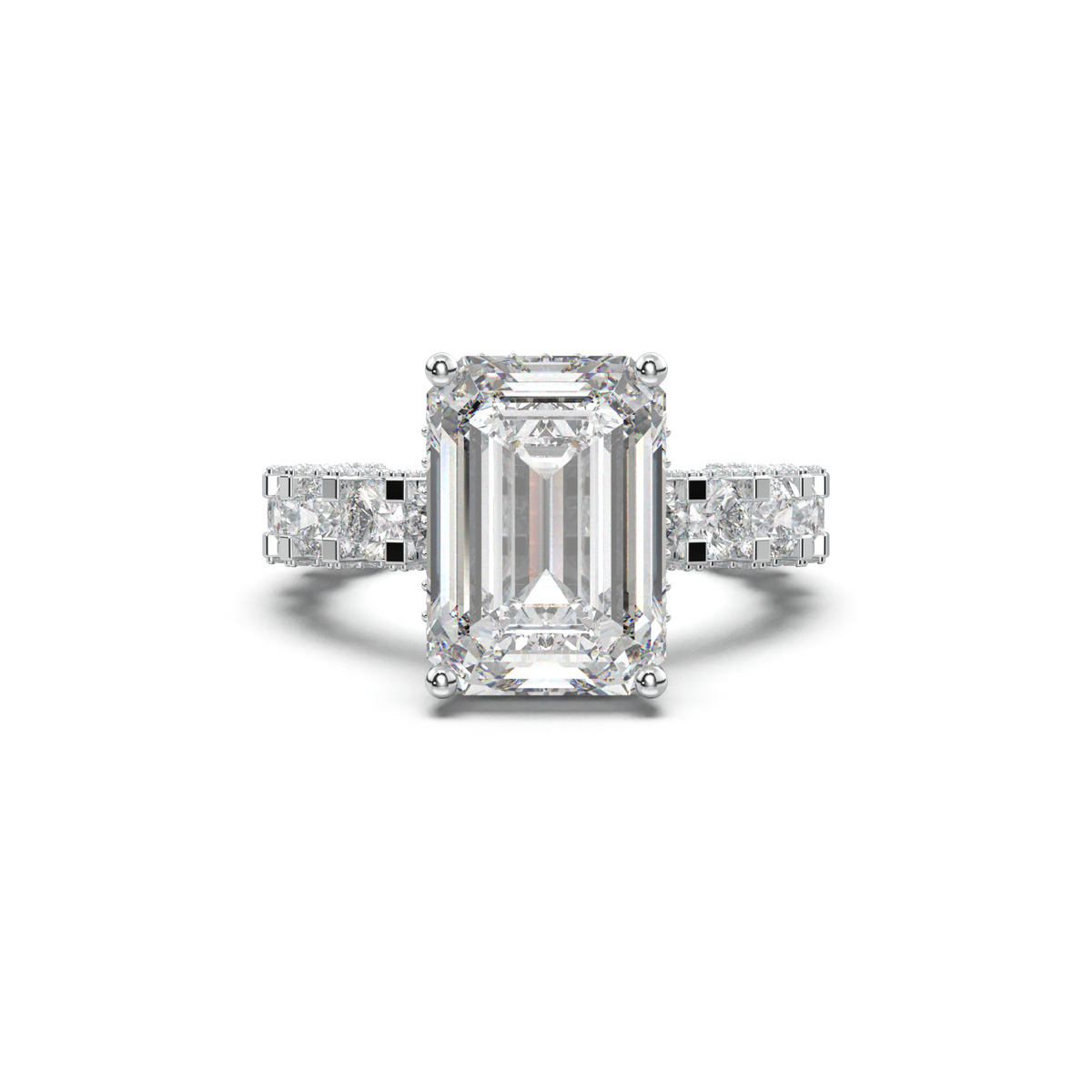 Emerald Diamond Band Engagement Ring