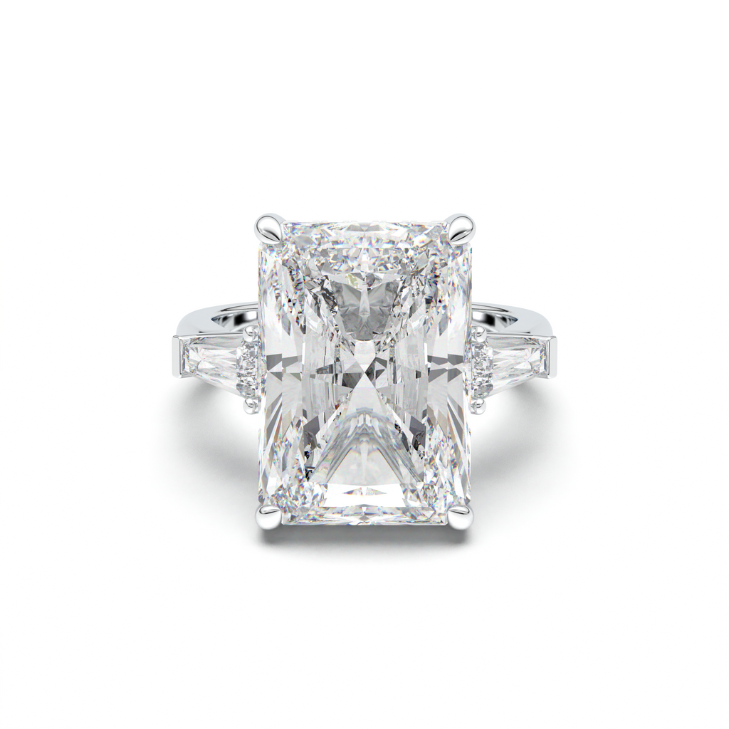Radiant Baguette Hidden Halo Engagement Ring
