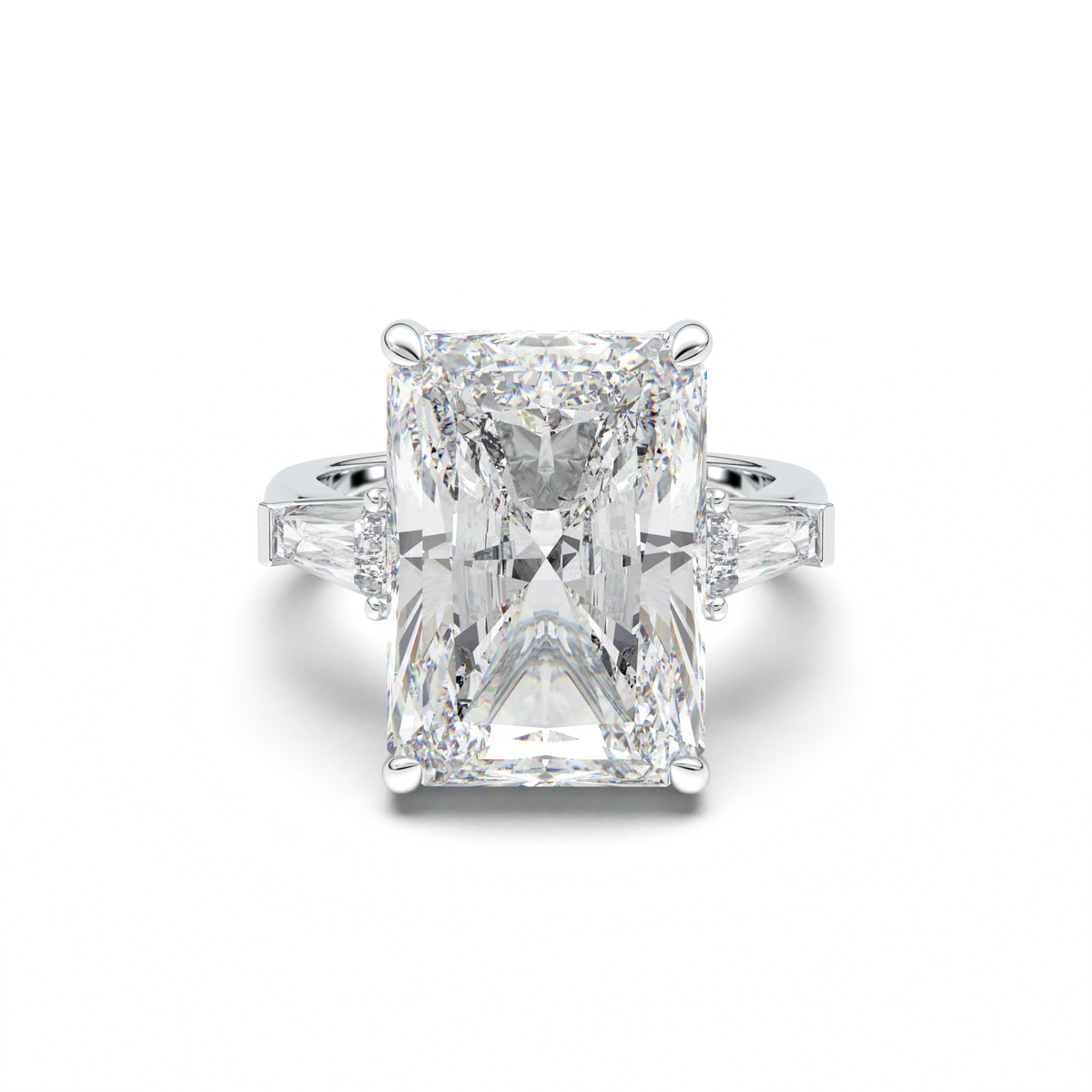 Radiant Baguette Hidden Halo Engagement Ring