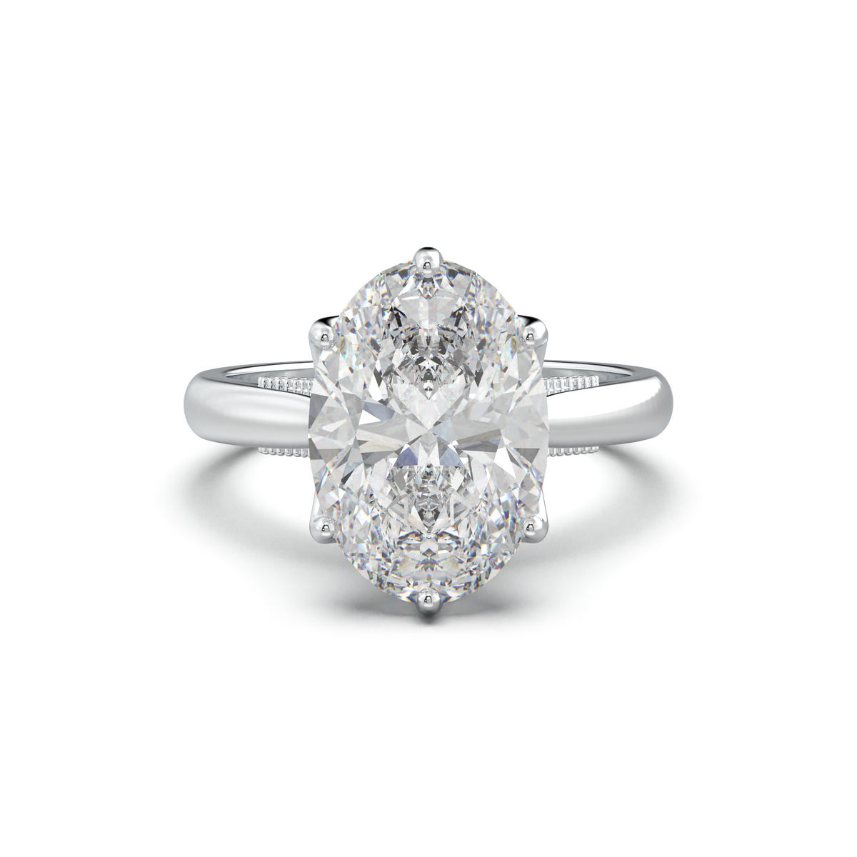 Oval Tulip Setting Hidden bridge Halo Engagement Ring