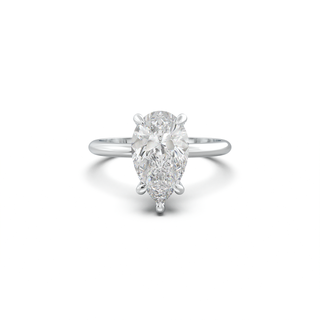 Pear Hidden Halo Engagement Ring