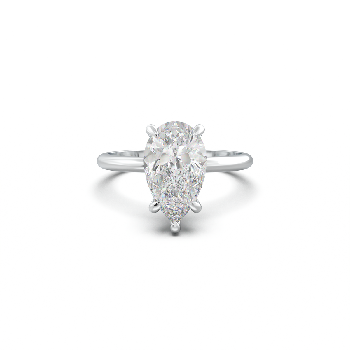 Pear Hidden Halo Engagement Ring