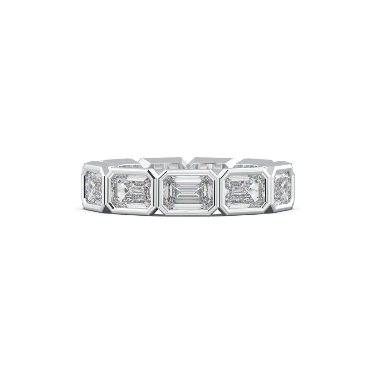 Emerald-Cut Bezel-Style Eternity Wedding Band
