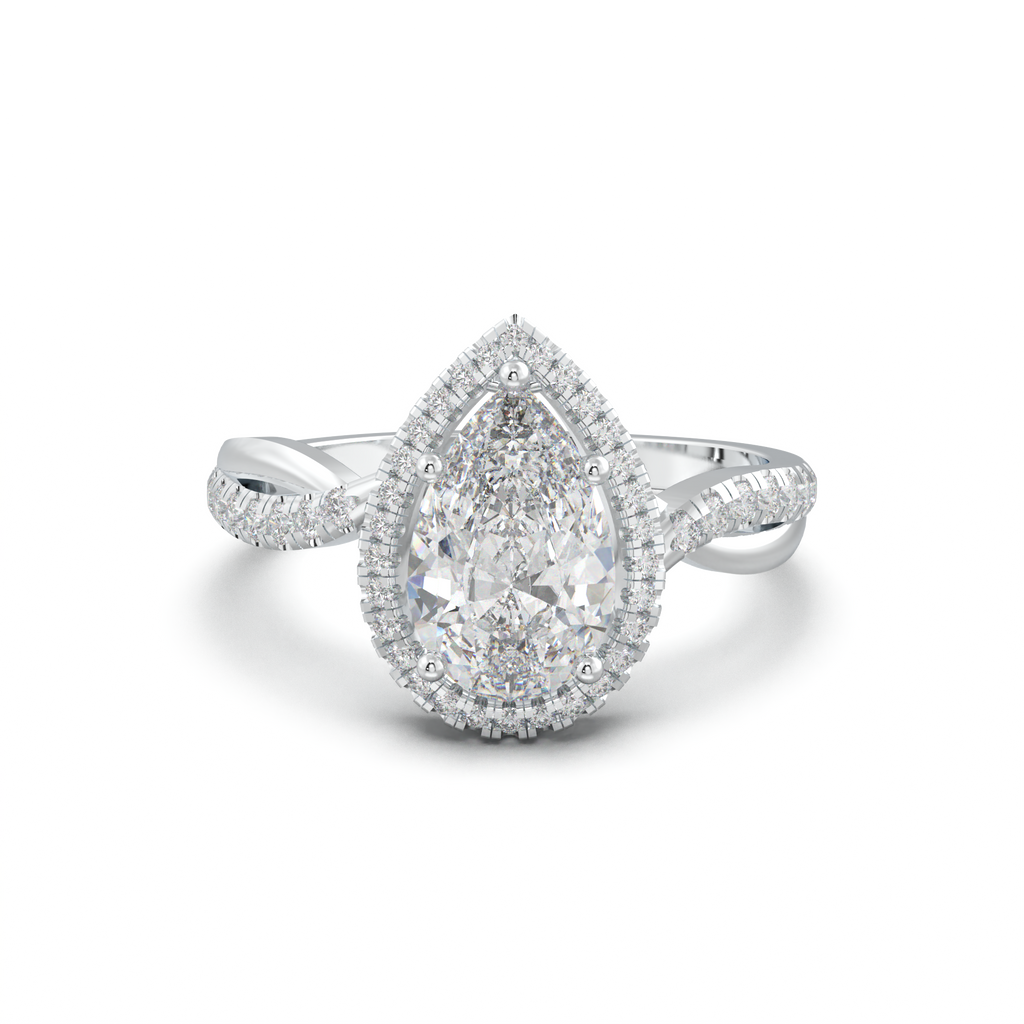 Pear Halo Twisted Pavé Engagement Ring
