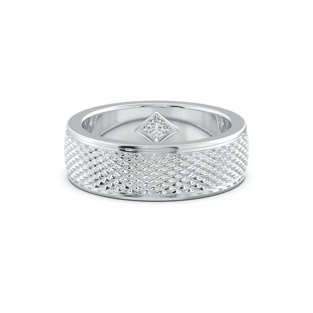 Diamond-Cut Textured Men's Wedding Band