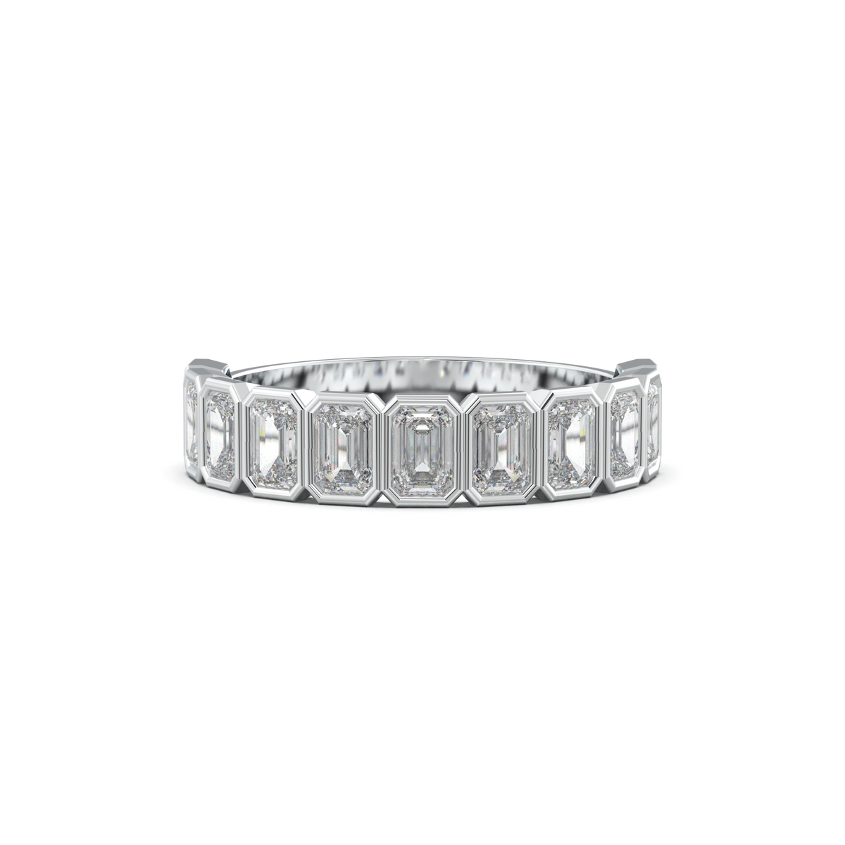 Emerald Bezel Half-Eternity Wedding Band