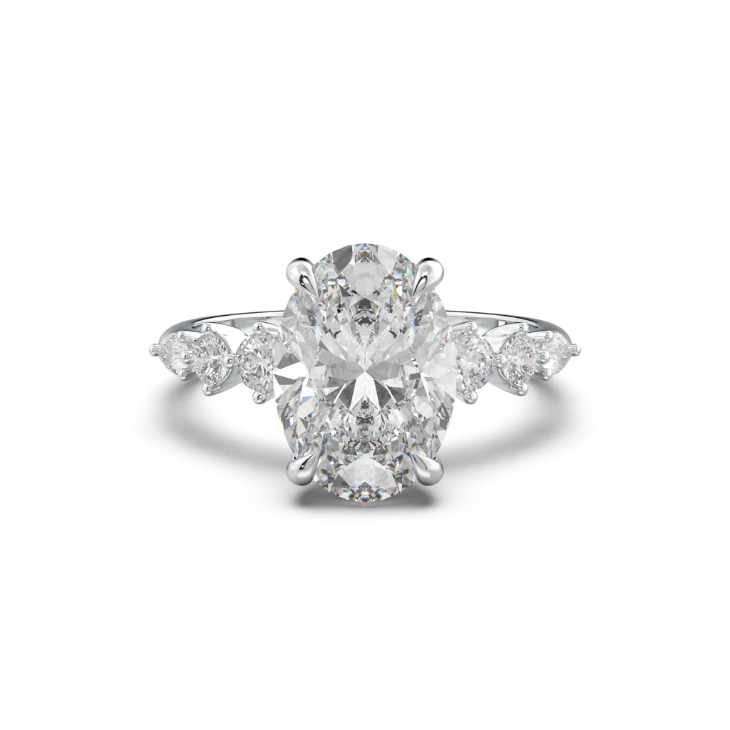 Oval Pear-Accent Engagement Ring
