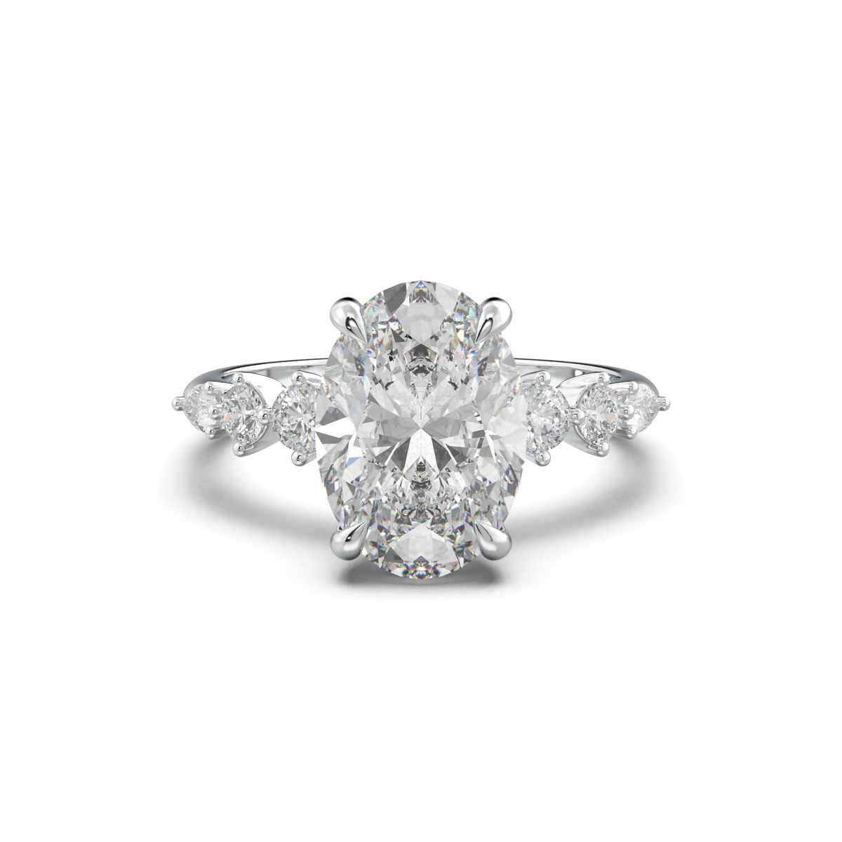 Oval Pear-Accent Engagement Ring