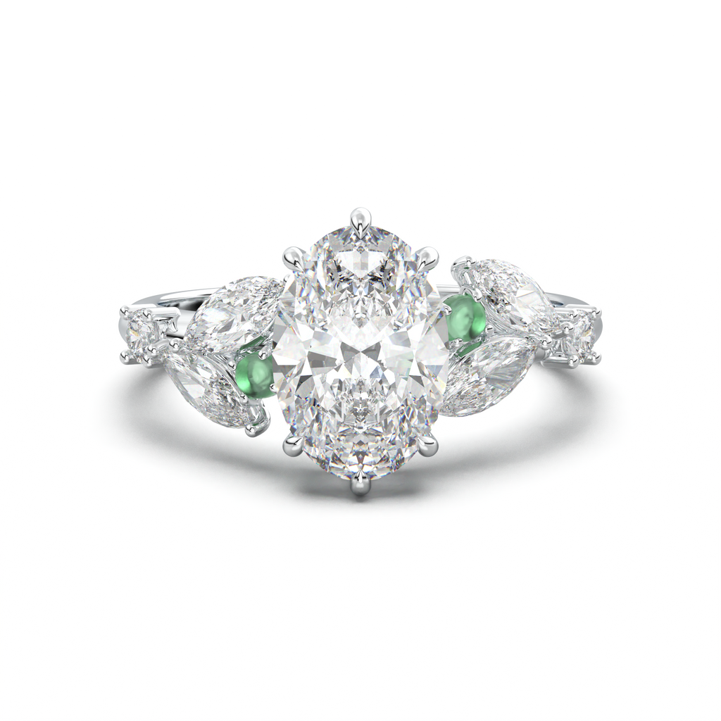 Oval Marquise-Accent Engagement Ring