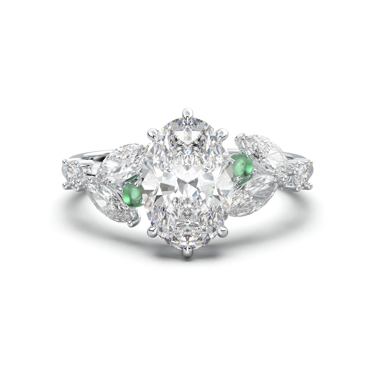 Oval Marquise-Accent Engagement Ring