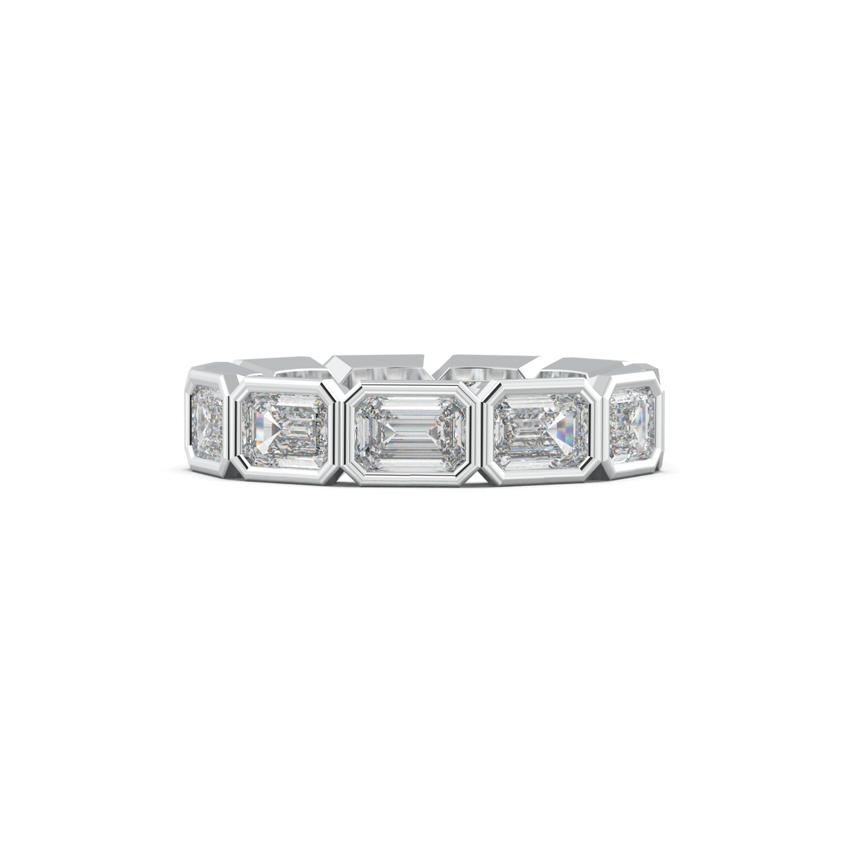 Emerald-Cut Bezel-Style Eternity Wedding Band