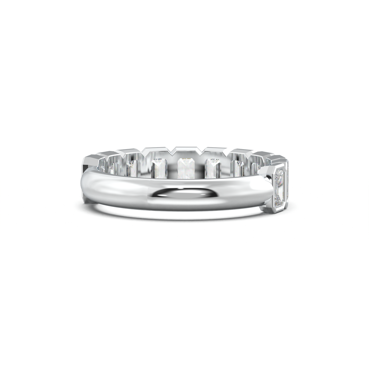 Emerald Bezel Half-Eternity Wedding Band