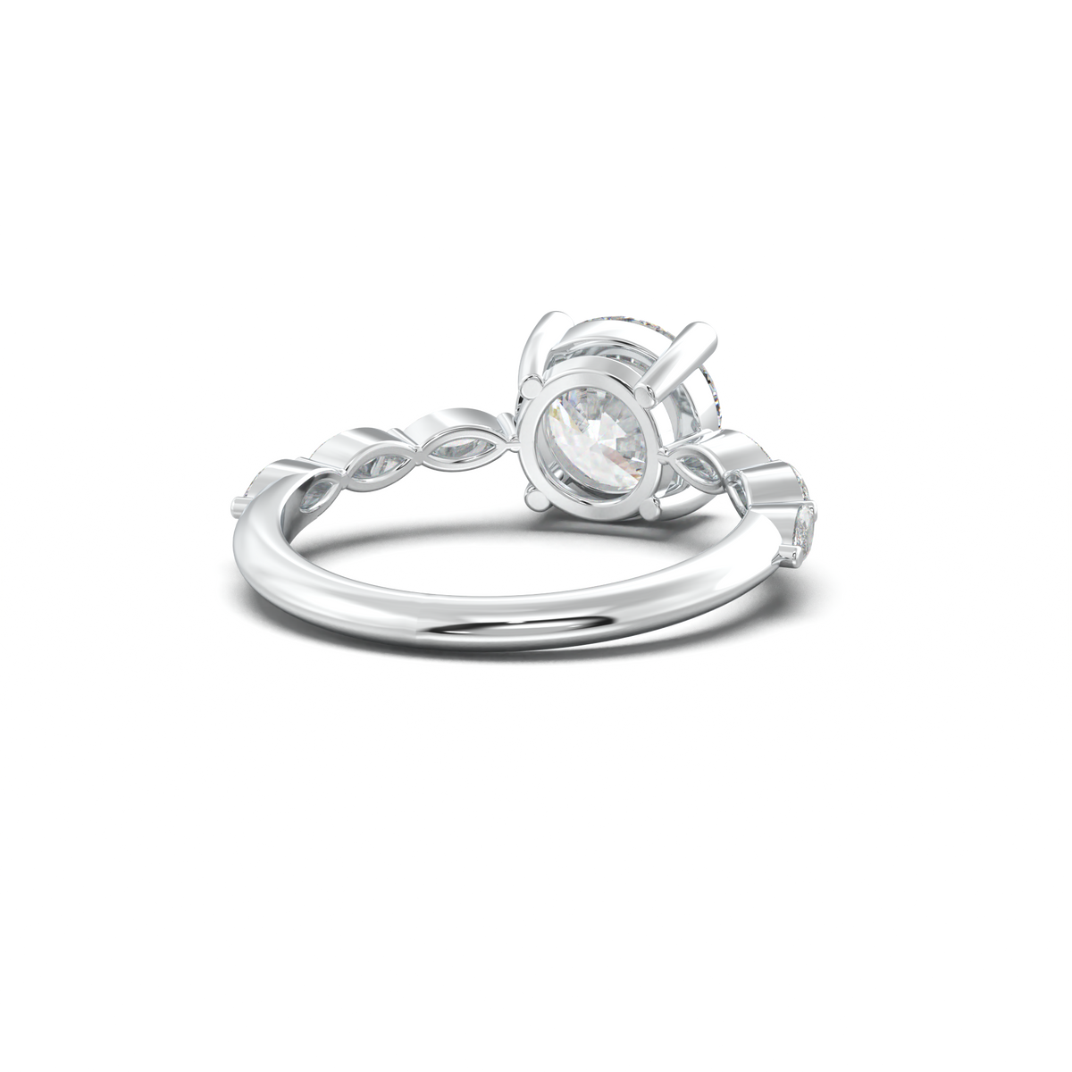 Round Marquise Side-Stone Engagement Ring