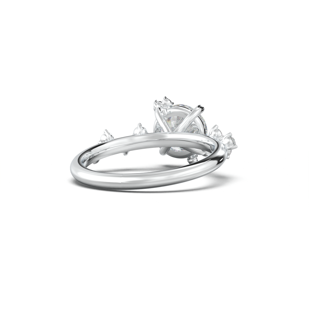Round Botanical Accent Engagement Ring