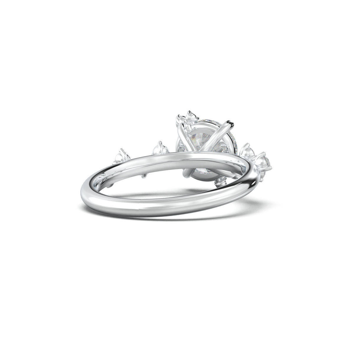 Round Botanical Accent Engagement Ring