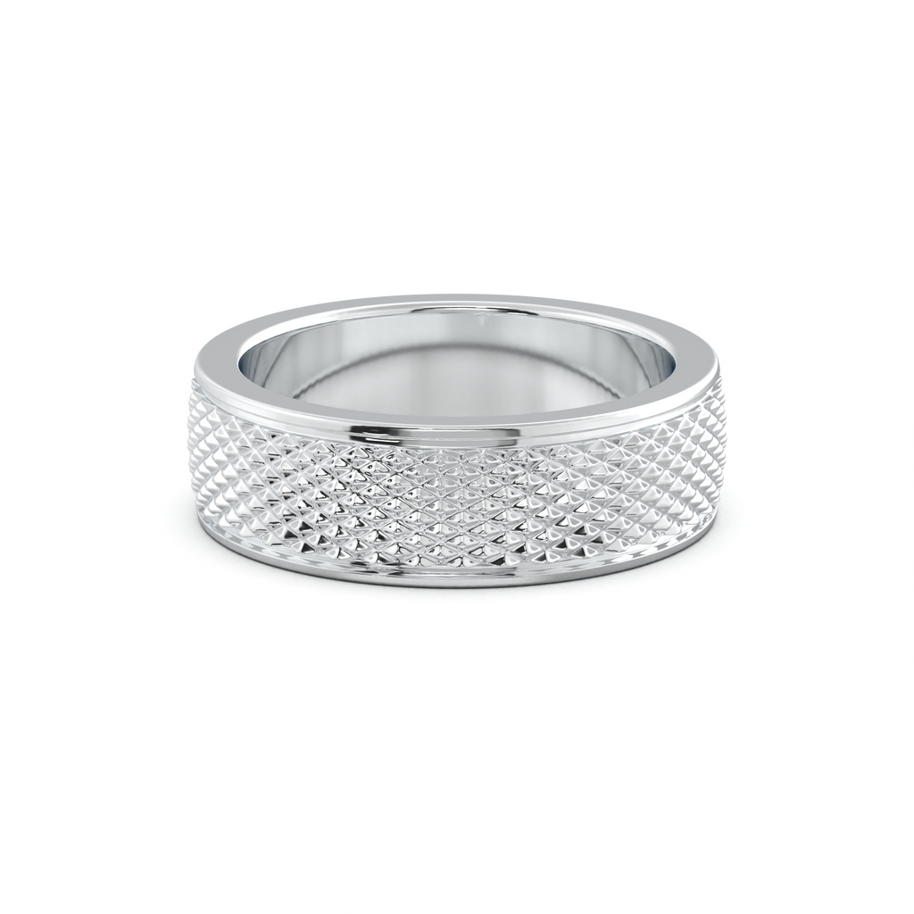 Diamond-Cut Textured Men's Wedding Band