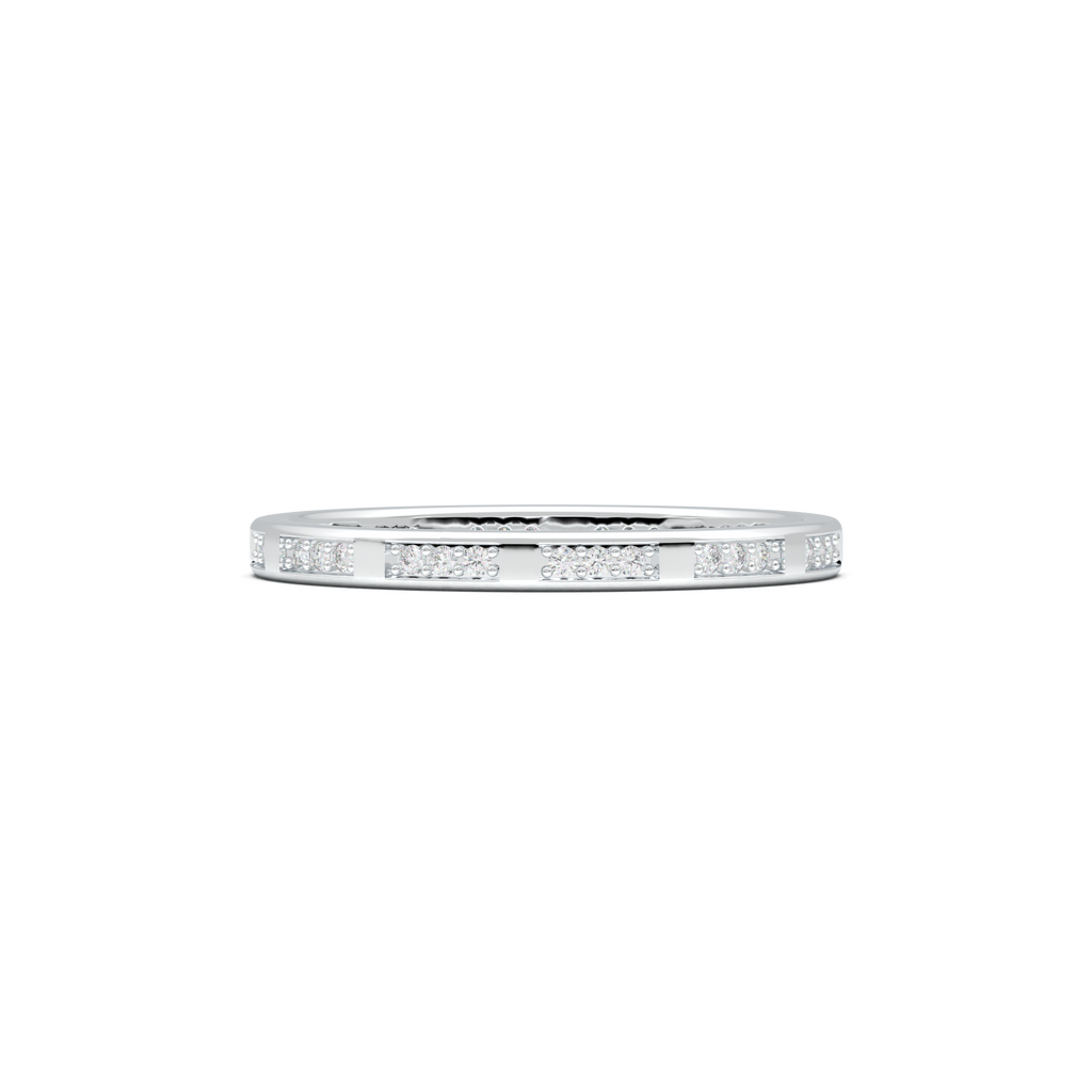 Geometric Round Diamond Wedding Band