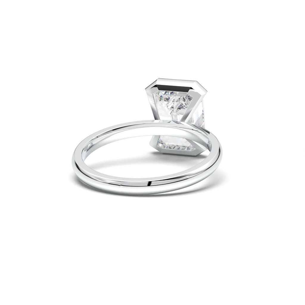 Emerald Cut Half-Bezel Engagement Ring