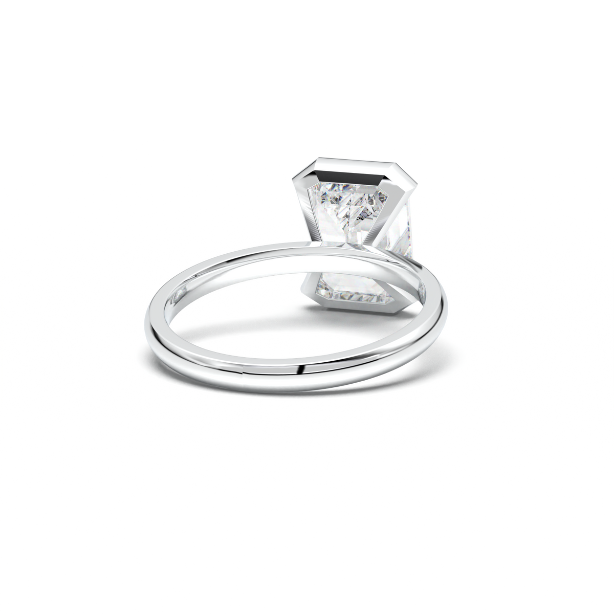 Emerald Cut Half-Bezel Engagement Ring