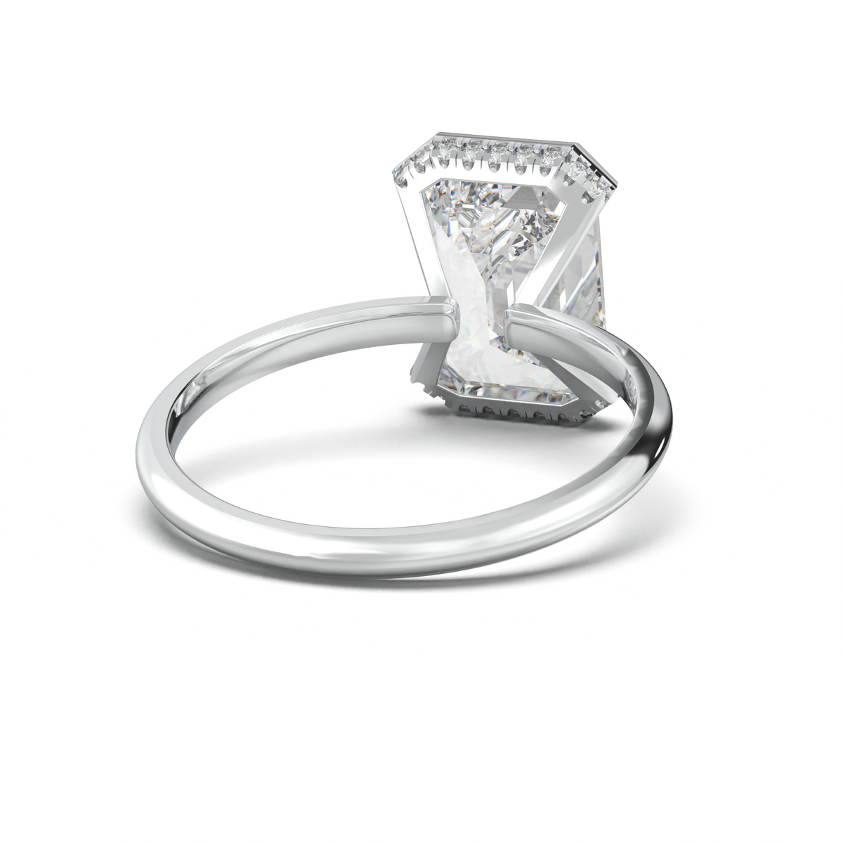 Emerald Hidden Halo Engagement Ring