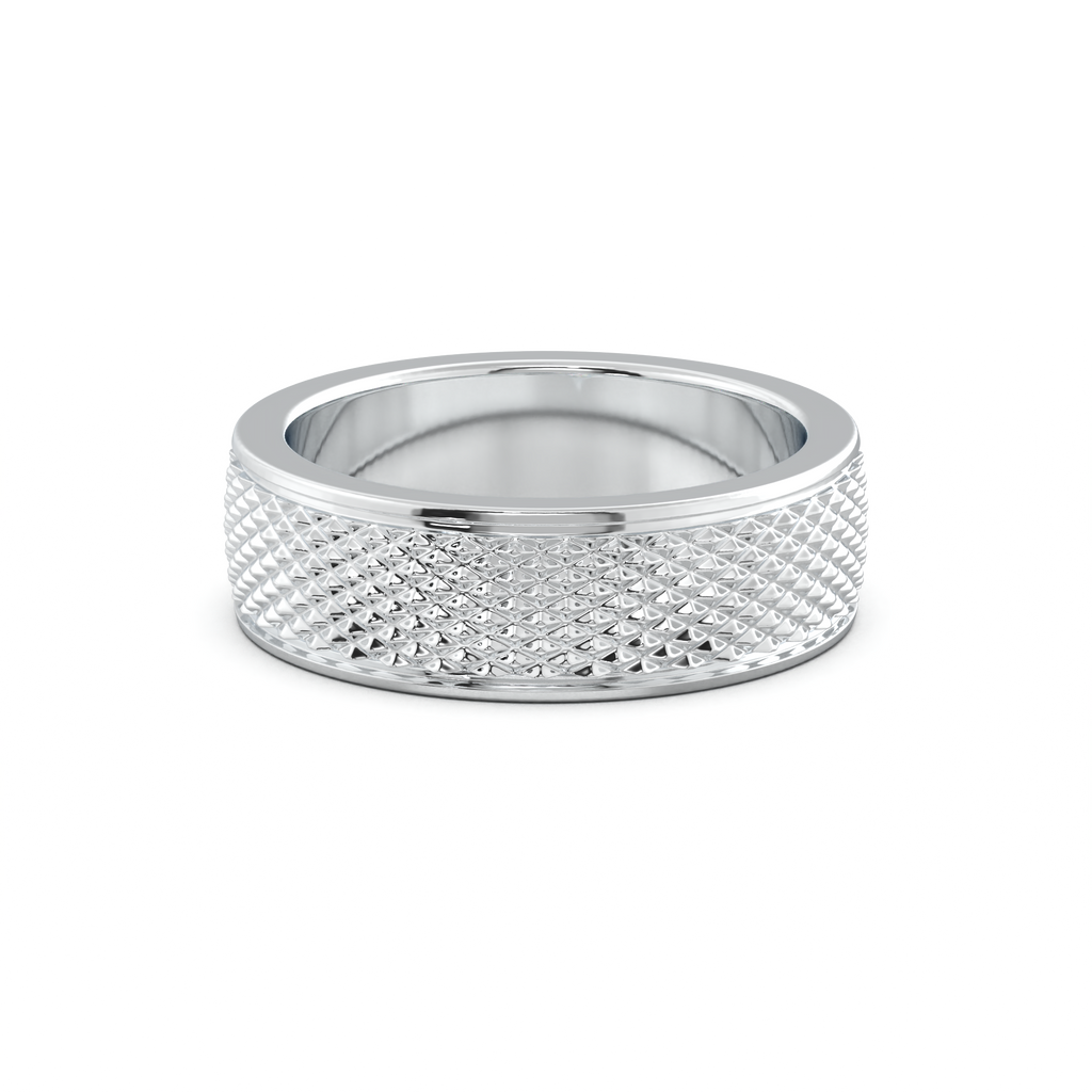 Diamond-Cut Textured Men's Wedding Band