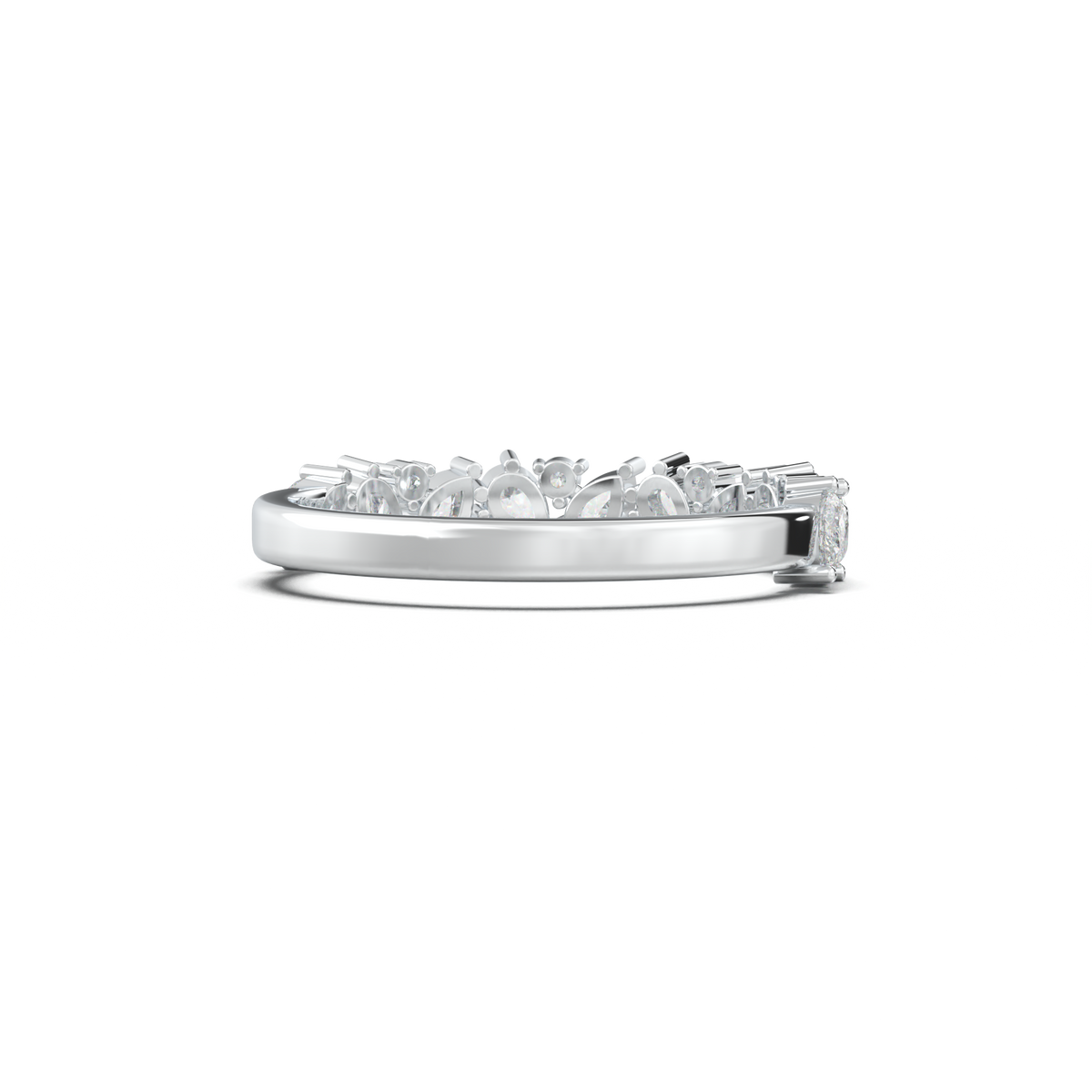 Alternating Pear & Round Half-Eternity Wedding Band