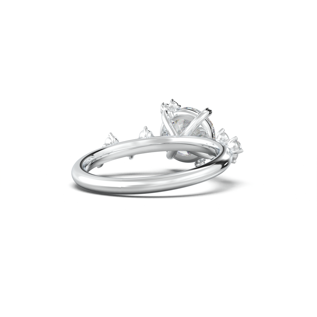 Round Botanical Accent Engagement Ring