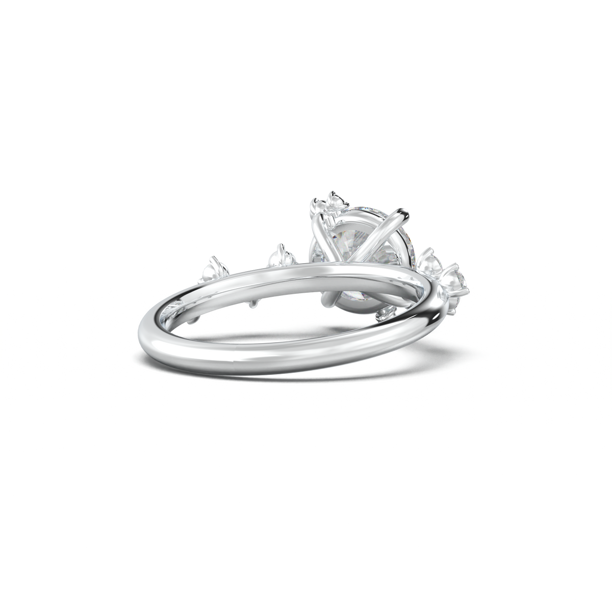 Round Botanical Accent Engagement Ring