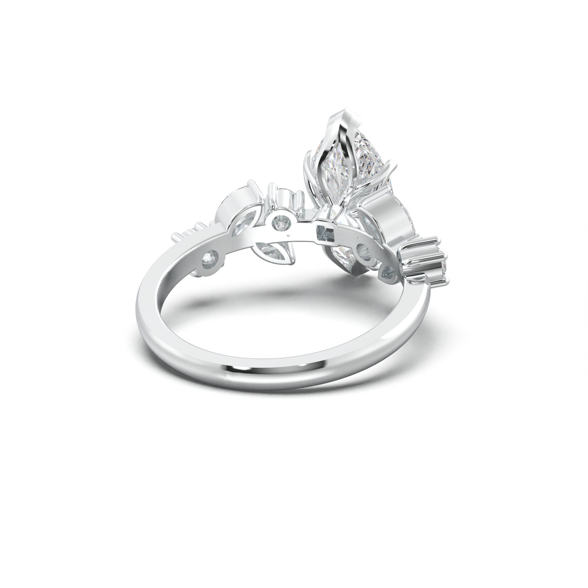 Marquise Mixed Side-Stone Engagement Ring
