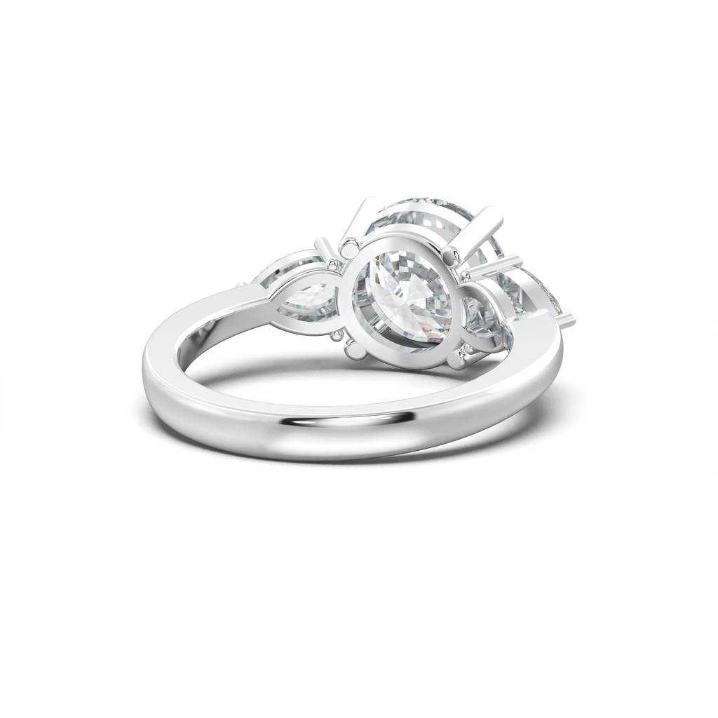 Round Pear Three-Stone Engagement Ring