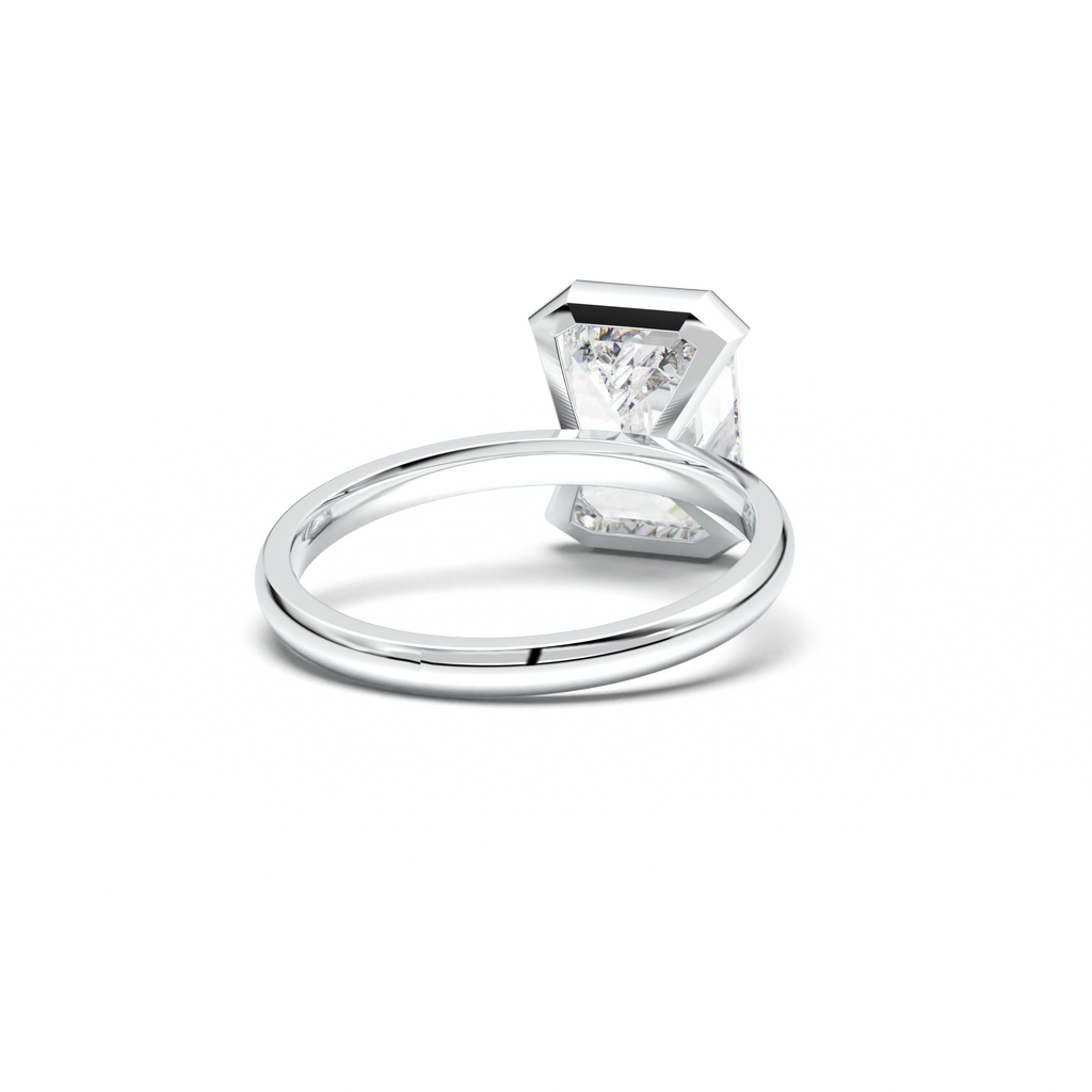 Emerald Cut Half-Bezel Engagement Ring