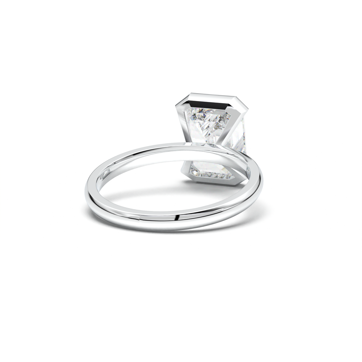 Emerald Cut Half-Bezel Engagement Ring