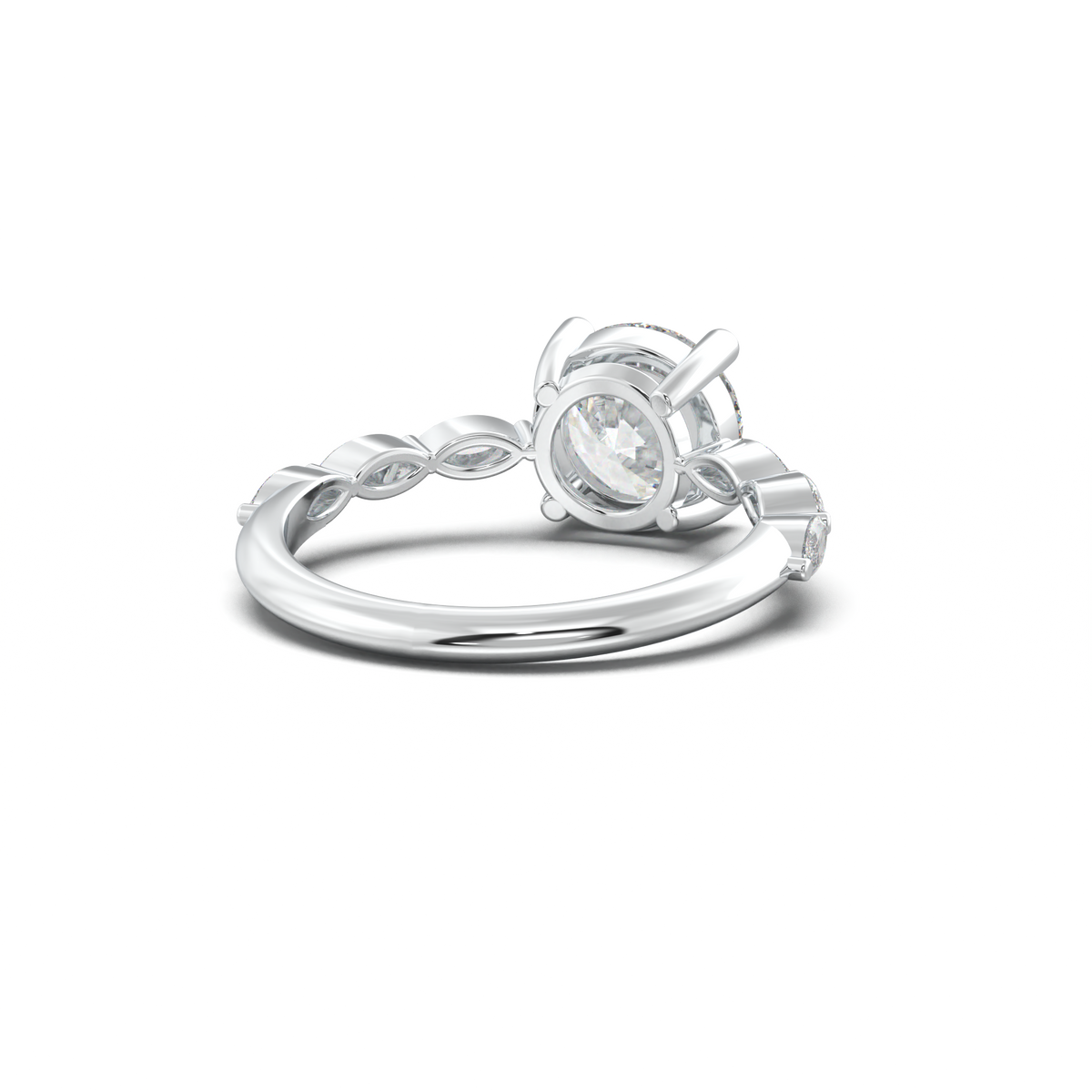 Round Marquise Side-Stone Engagement Ring