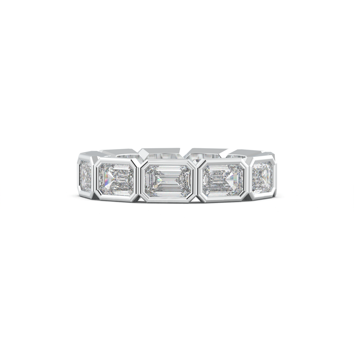 Emerald-Cut Bezel-Style Eternity Wedding Band