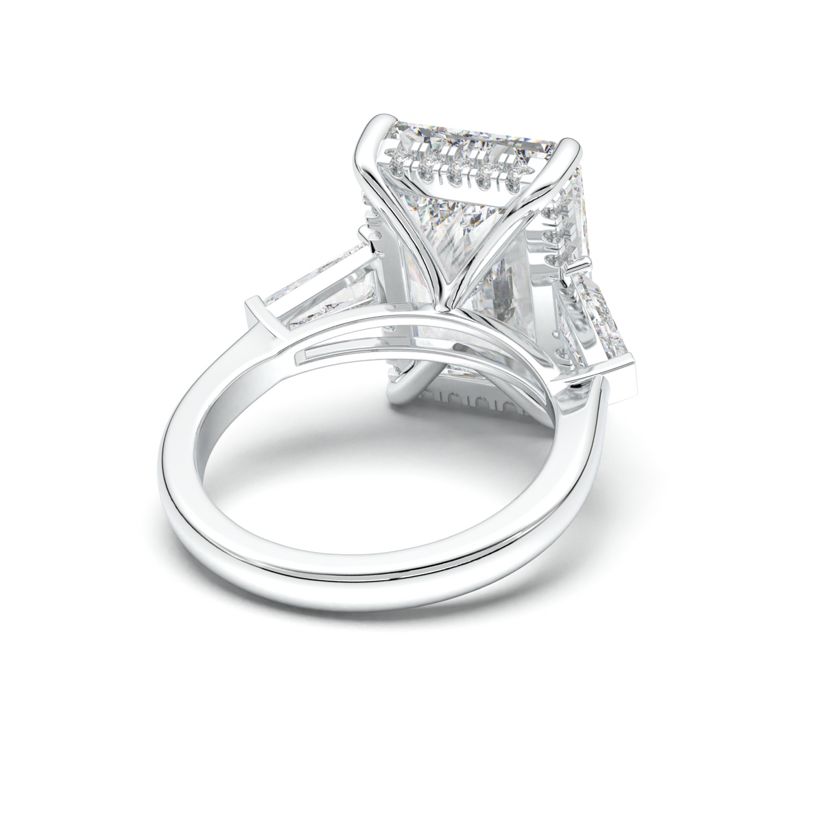 Radiant Baguette Hidden Halo Engagement Ring