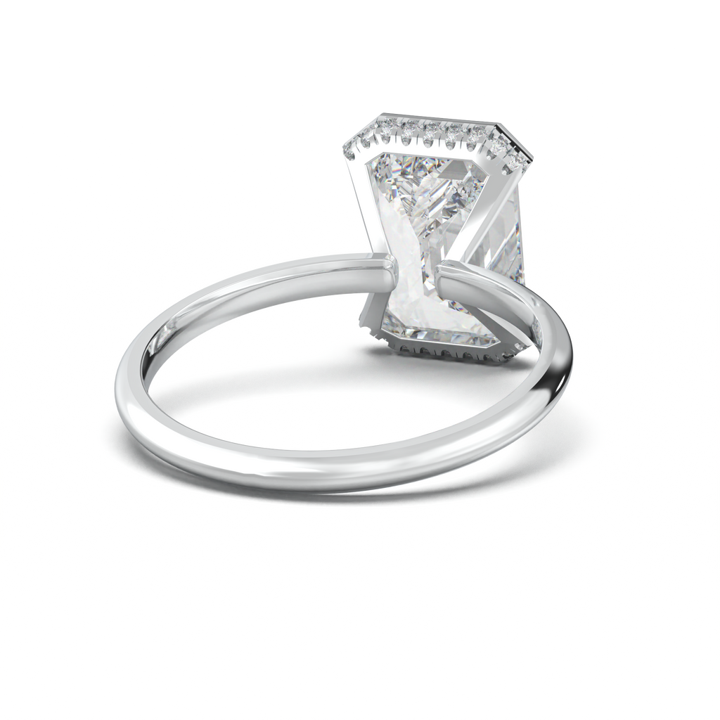 Emerald Hidden Halo Engagement Ring