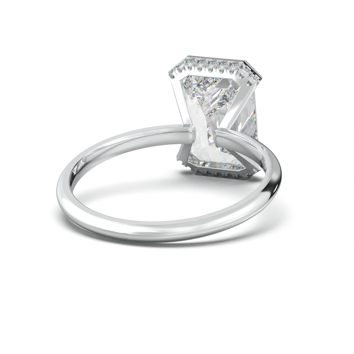 Emerald Hidden Halo Engagement Ring