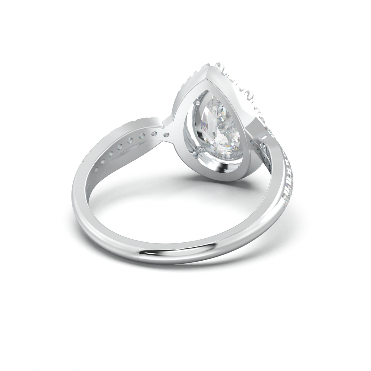 Pear Halo Twisted Pavé Engagement Ring