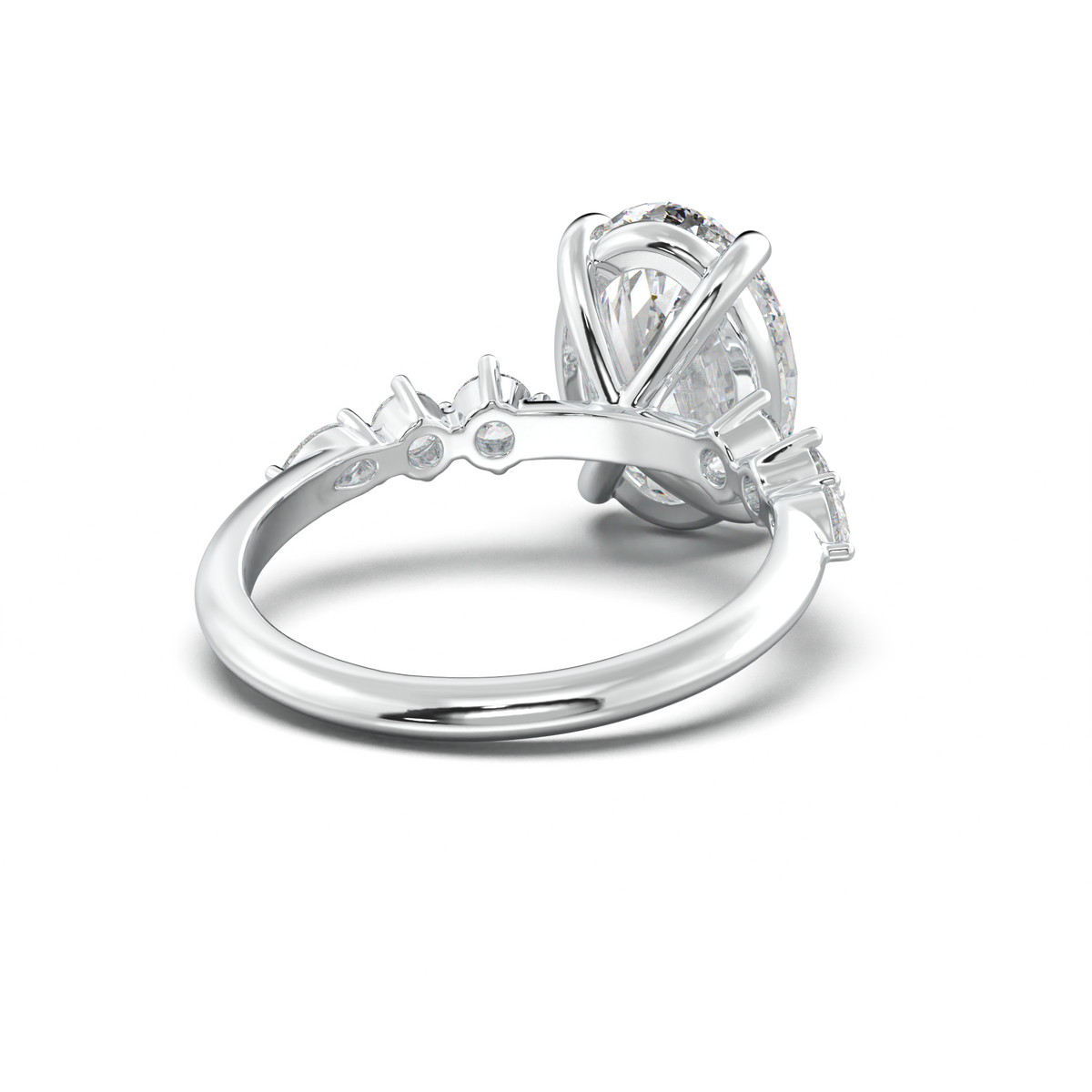 Oval Pear-Accent Engagement Ring