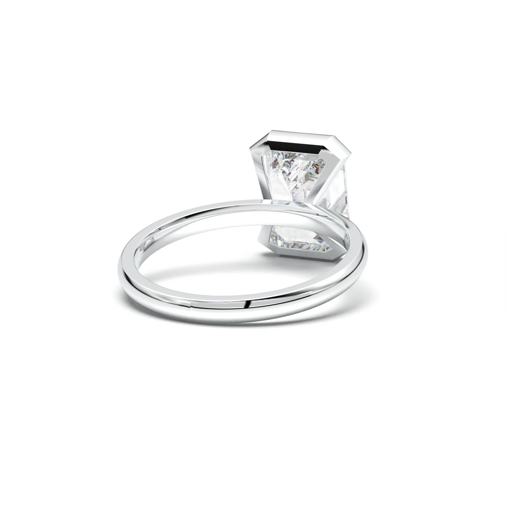 Emerald Cut Half-Bezel Engagement Ring