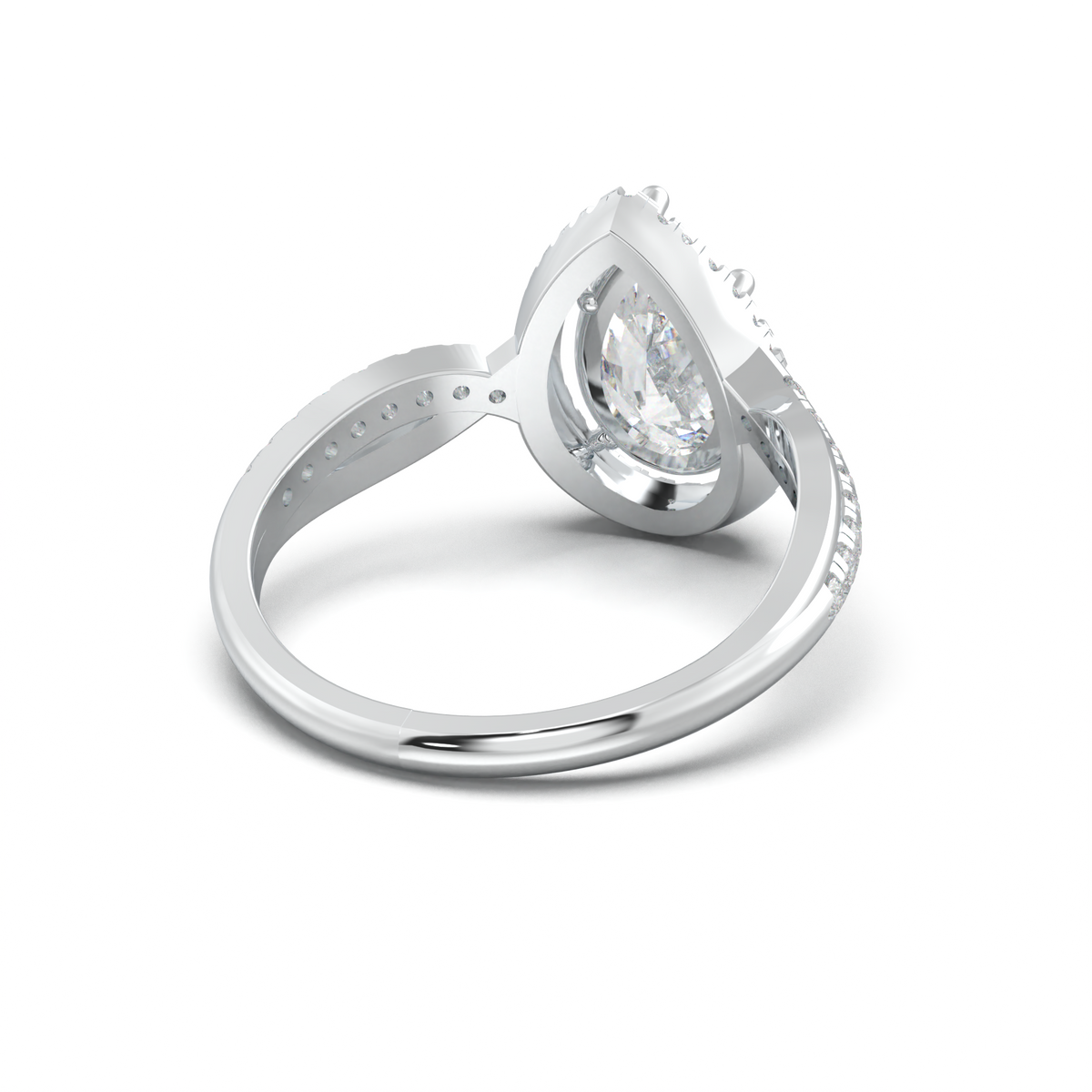 Pear Halo Twisted Pavé Engagement Ring